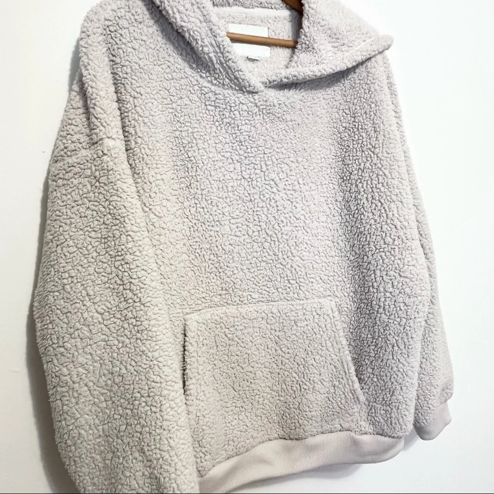 American Eagle Cream Sherpa Hoodie Womens Size XL - Picture 10 of 11